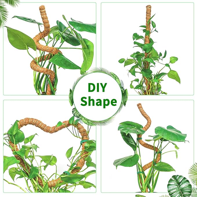 2 Pack Moss Pole, 35.4-Inch Moss Poles for Plants Monstera,Bendable Plant Support Stakes for Climbing Plants Indoor, Garden Trellis Plant Stick for Potted Plants, Pothos Philodendron
