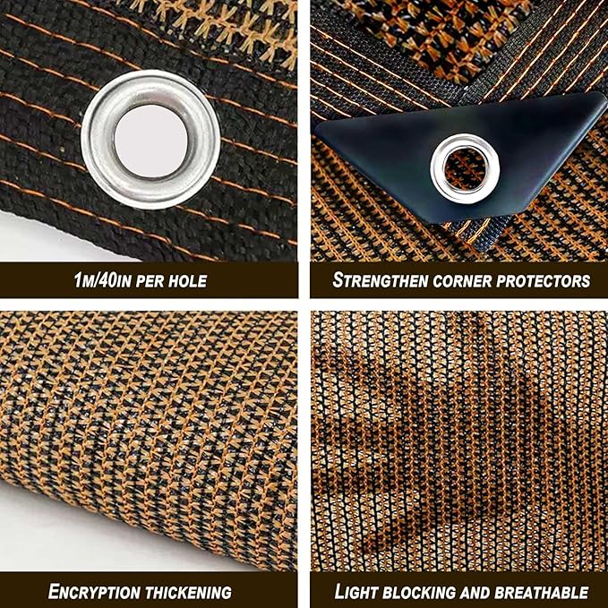 80% Sunblock Shade Cloth Net Resistant - 6x16Ft Garden Shade Mesh for Plant Cover, Greenhouse, Chicken Coop, Kennels, Tomatoes Plants