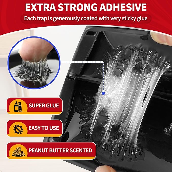 LULUCATCH Mouse Traps, 12 Pack Sticky Mouse Traps Indoor for Home, Pre-Baited Non-Toxic Bulk Glue Traps for Rats, Mice, Mole, Lizards, Pet Safe Pest Control for Home & Garage
