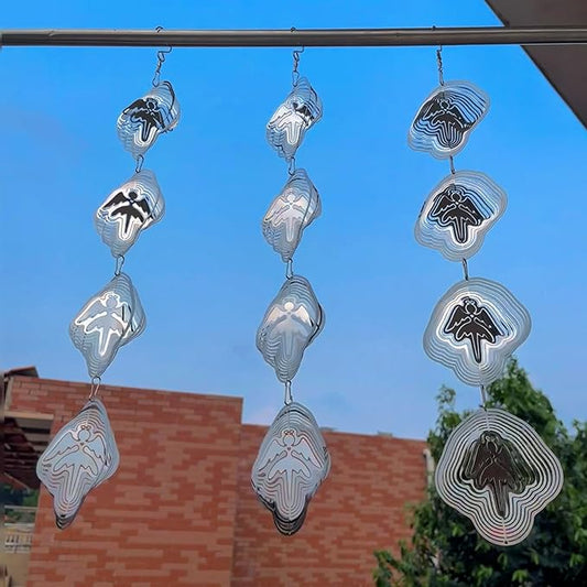 Angel Bird Scare Discs Set-Highly Reflective Double-Sided Bird Reflectors,Extra Sparkly Metal Wind Spinner Outdoor Garden Decor, Bird Devices Deterrent to Scare Birds Away from Yard Patio Farm