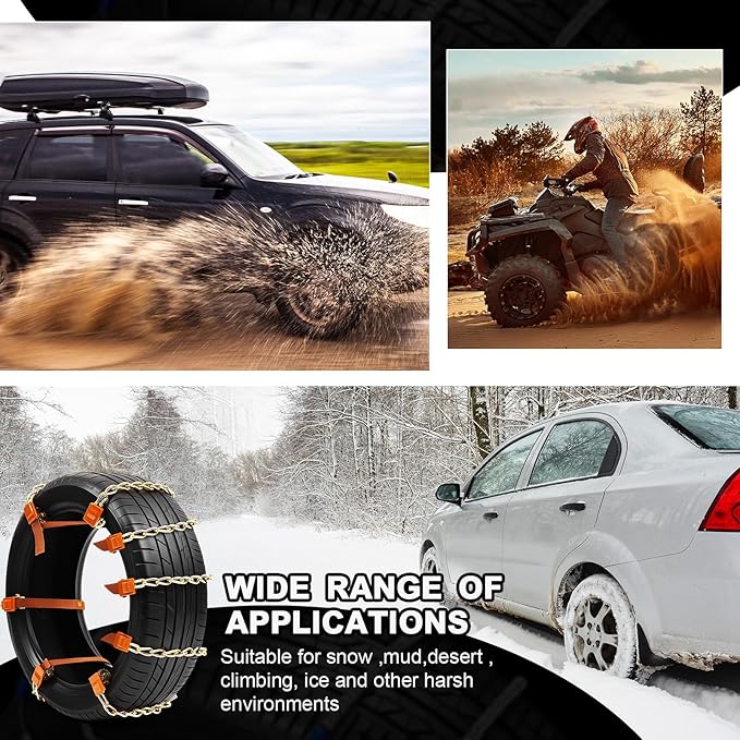 20 Pack Adjustable Snow Tire Chains for Tire Width 215-285 mm SUV Truck Pickup, Quick Fit Easy Installation, Thickened Car Non Skid Car Chains (Single Chain Style)