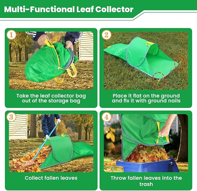 Leaf Collector, Foldable Portable Leaf Bags, Reusable Yard Garden Bags for Leaves, Grass, Lawn Trash