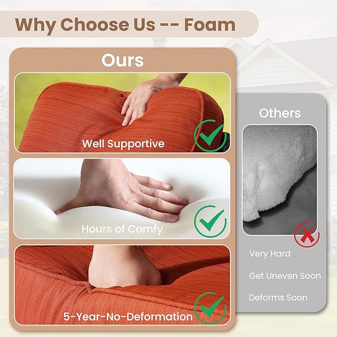 HOOOWOOO Outdoor Patio Furniture Set,9 Pieces Wicker Conversation Set,All Weather Couch Set with Fire Pit Solar Light Table Chairs Ottoman 9 Seaters for Out Door Yard(Brick Red)