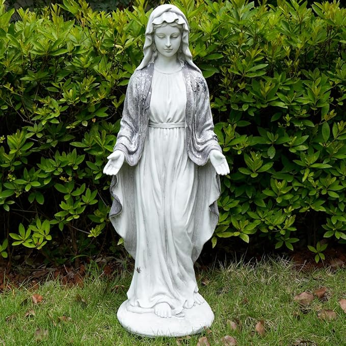 Outdoor Virgin Mary Statue, Garden Blessed Mother Religious Statue, Garden Sculptures for Patio Decorations Home Yard Hallway, Blue