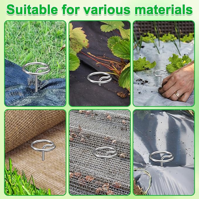 60 Pcs 6-Inch Heavy-Duty Galvanized Landscape Staples – Thickened 8 Gauge Circle Top Pins, Rust-Resistant for Weed Barrier, Landscape Fabric, and Garden Projects