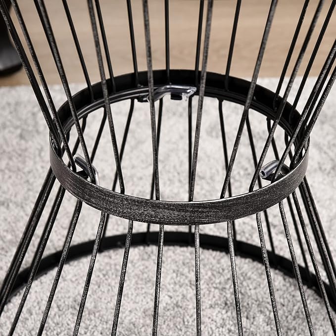 Outsunny 16" Steel Patio Side Table, Garden End Table with Hourglass Design, Accent Table for Outdoor and Indoor Use, Distressed Black