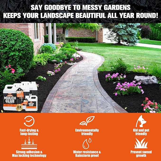Mulch Glue for Landscaping, 4Gallon Rock Glue, Fast-Dry Non-Toxic Weather-Resistant Strong Gravel Binder, Pine Straw Outdoor Strong Pebble Gravel Hold for Garden, Mulch Lock and Pea Gravel Stabilizer