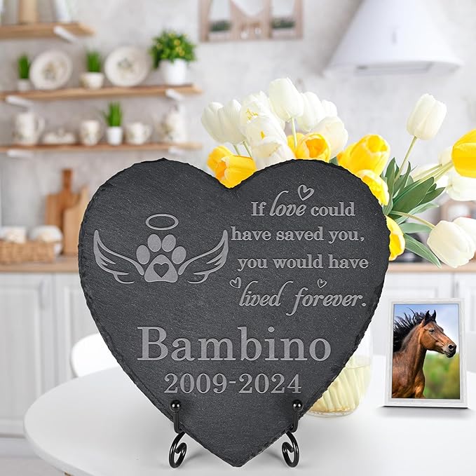 Pet Memorial Stone Pet Garden Statue - Pet Memorial Gifts - Pet Tombstone - Pet Loss Gift - Loss of Pet - Heart