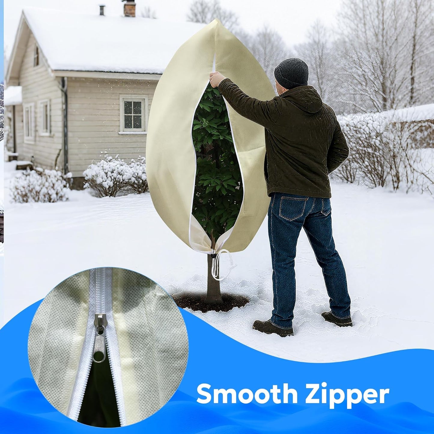 MIXC 4 Packs 2 Size Plant Covers Freeze Protection, Winter Plant Cover Cold Weather Tree Frost Cloth Warm Blankets Shrub Covers for Outdoor Plant （23''×23''+47''×71''）