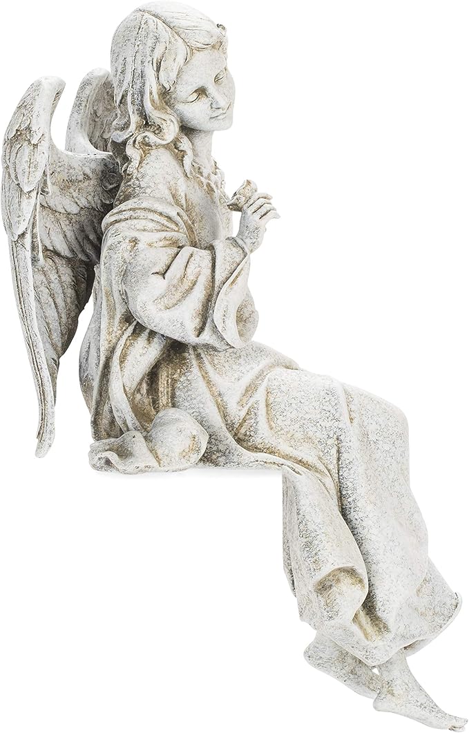 Joseph's Studio by Roman, 12.75" H Sitting Angel Garden Statue, Outdoor Decor