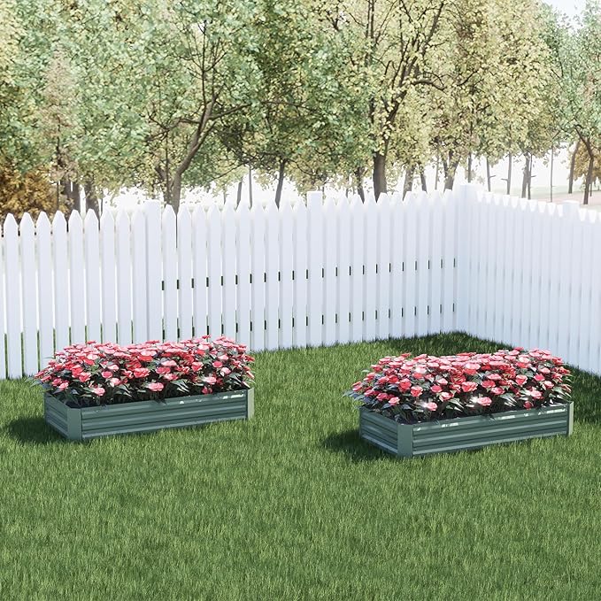 Aoodor 4 x 2 x 1 ft Raised Garden Bed for Patio Garden Lawn, Bed Only, Set of 2
