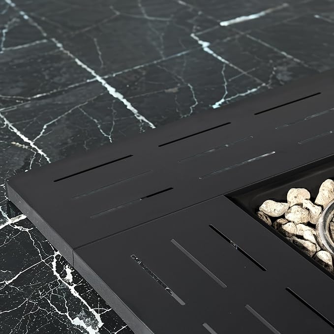 34'' Propane Fire Pit Table, 50,000 BTU Detachable Tabletop Fire Table with Steel Lid, Laval Rocks, Deck Safe Fire Pit, Gas Fire Pits for Outside Patio