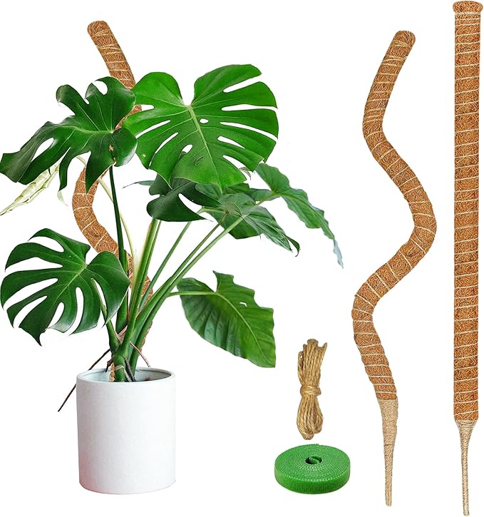 2 Pack Moss Pole, 47-Inch Moss Poles for Plants Monstera,Bendable Plant Support Stakes for Climbing Plants Indoor, Garden Trellis Plant Stick for Potted Plants, Pothos Philodendron
