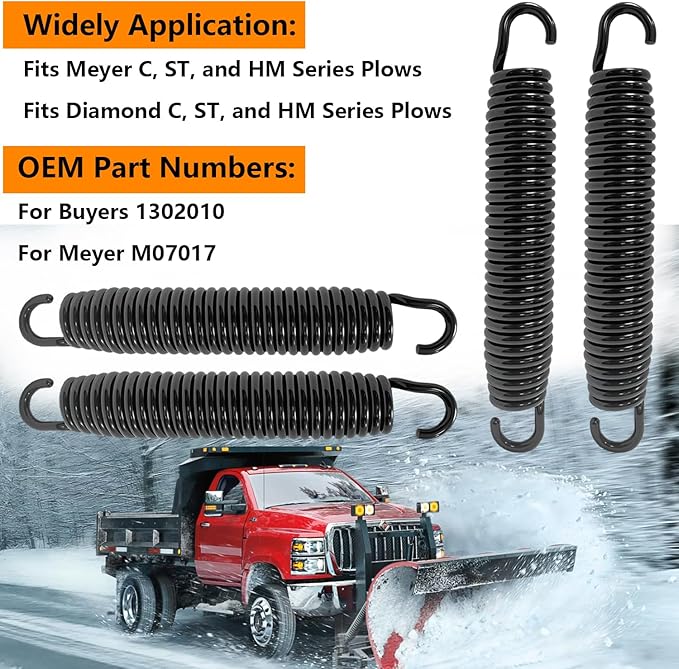 4 Packs Snow Plow Trip Springs Replacement for Western C, ST Diamond Meyer BOSS Fisher Blizzard Plow Blade OEM Replaces 1302010 M07017