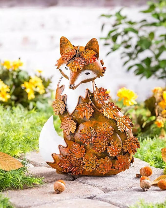 Fox Statue Outdoor Decorative for Garden, Yard Figurine Ornament Funny Porch Sculpture for Patio Flower Bed Home Bookshelf, 11.2" H x 8.5" Lx 5.5" W