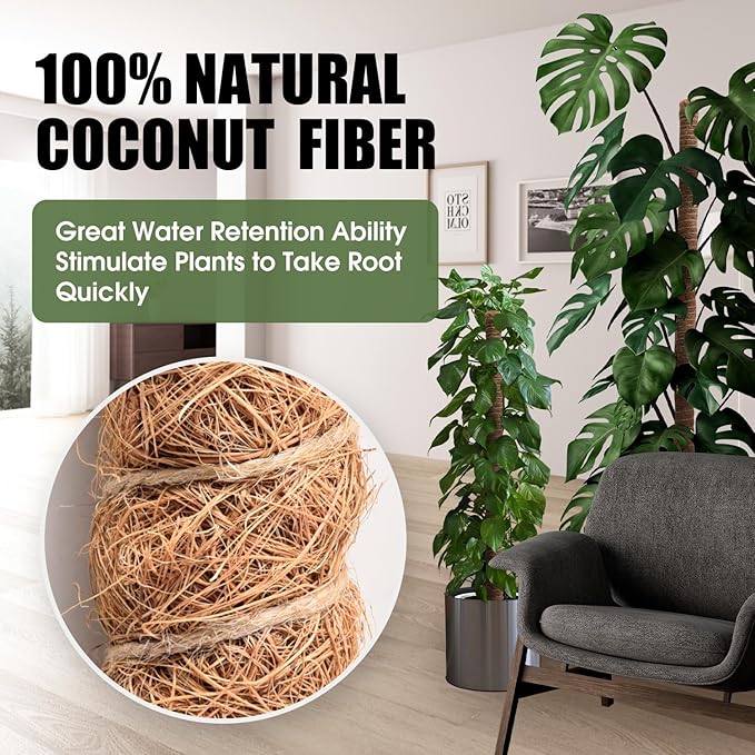 NATSUKY 4 Pack Moss Pole, 28 Inch Bendable Moss Poles for Plants Monstera for Climbing Plants, Handmade Coco Coir Pole Plant Sticks Support Stakes for Indoor Plants Plant Grow