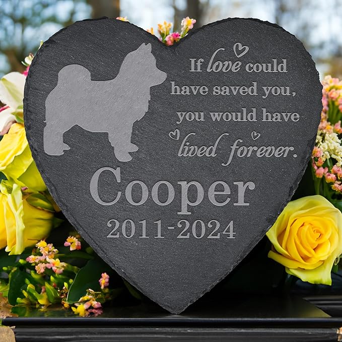 Dog Memorial Stone Dog Garden Statue - Dog Memorial Gifts - Dog Tombstone - Dog Loss Gift - Loss of Dog Gifts - Heart