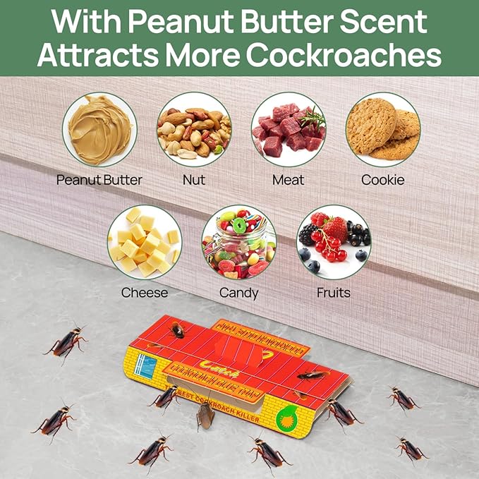 16 Pack Roach Trap, Sticky Glue Cockroach Traps Indoor Home, Pest Control Traps for Cricket Ants Spiders, Kids & Pets Friendly (Roach Traps 16 Pack)