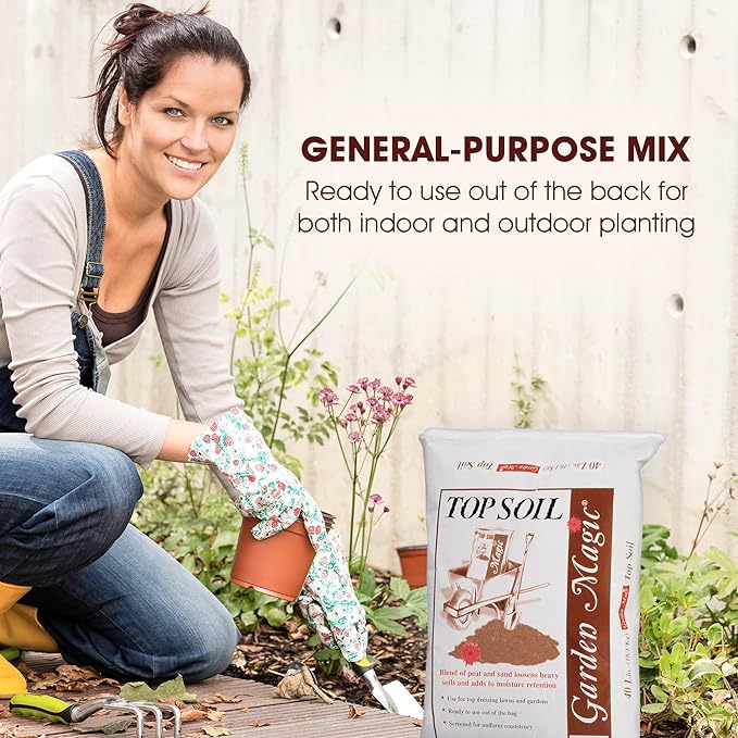 Michigan Peat 40 Pound Bag Garden Magic Organic Planting Potting Top Soil Blend Mix for Indoor and Outdoor Gardening and Landscapes, White