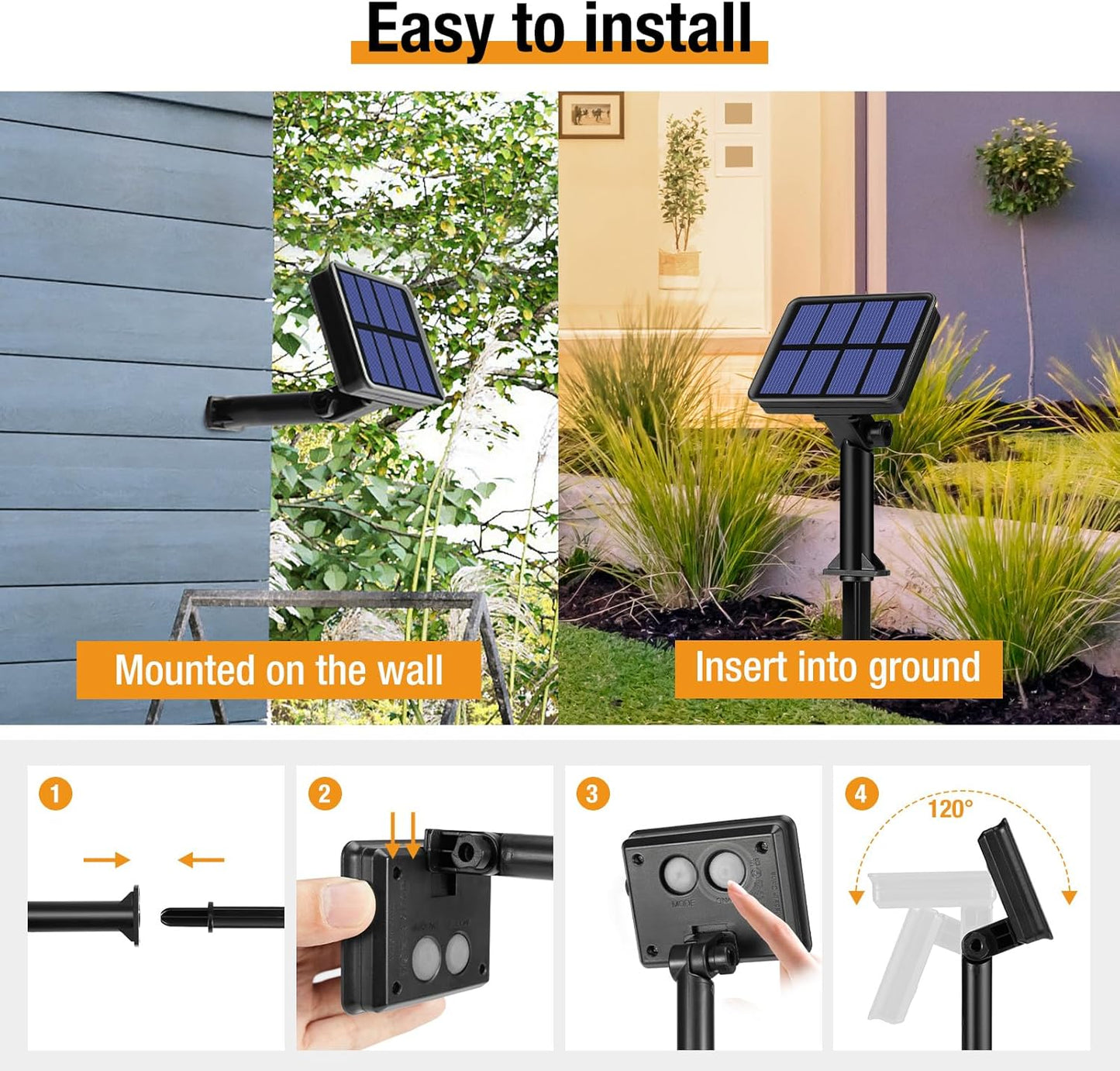 btfarm Solar String Lights for Outside - 80LED 33FT Solar Fairy Lights Outdoor Waterproof 8 Modes, Copper Wire Solar Powered Twinkle Lights for Tree Garden Christmas Wedding Party Decor, Warm White