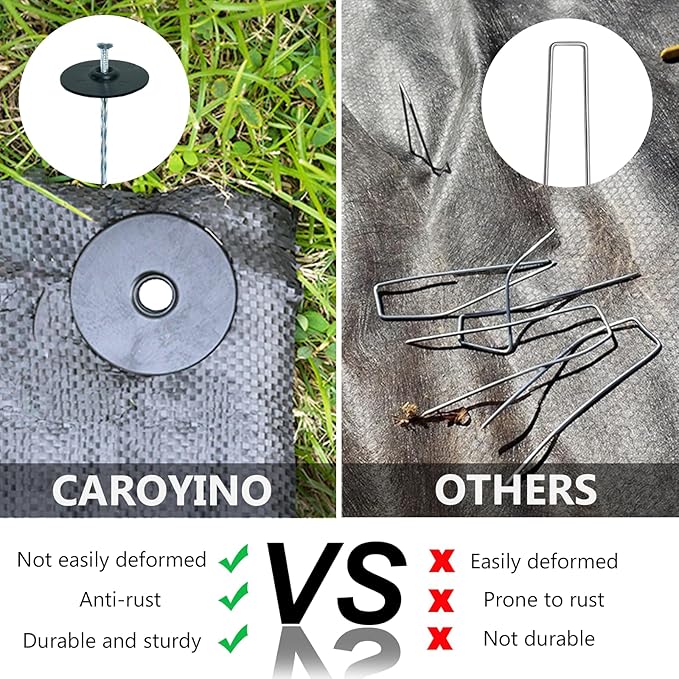 Garden Stakes with Gasket Spiral, 6in Galvanized Steel Turf Nails Garden Weed Barrier Stakes Staples for Fixing Landscape Fabric, Landscape Edging, Artificial Grass, Floor Mats, Etc (42 PC)