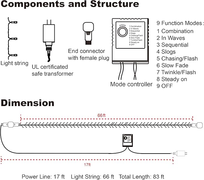 Twinkle Star 200 LED 66FT Halloween Fairy String Lights, Halloween Decoration Lights with 8 Lighting Modes, Mini String Lights Plug in for Indoor Outdoor Christmas Garden Wedding Party Decor, Orange