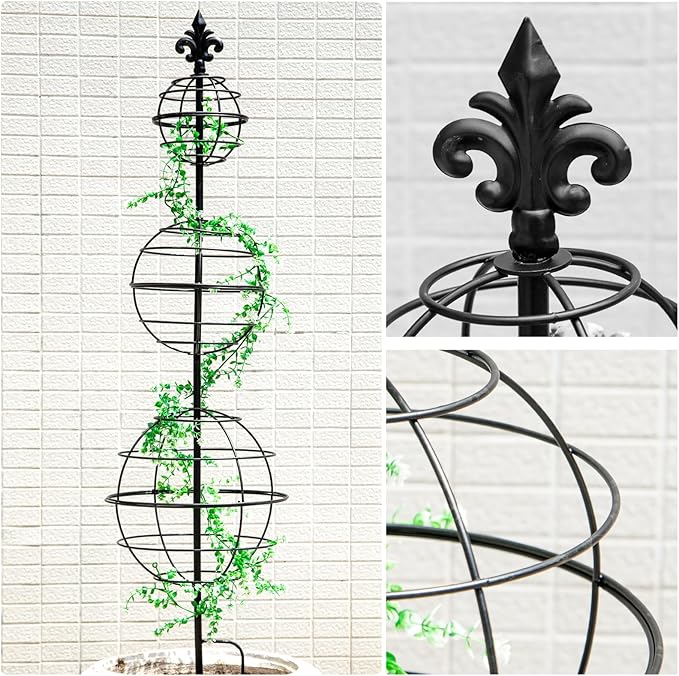Obelisk Trellis - Elegant 49.5 x 12 Inch Metal Climbing Plant Support for Outdoor Roses, Potted Vines, and Flower Gardens - Perfect Decorative Accent for Home and Garden Decor