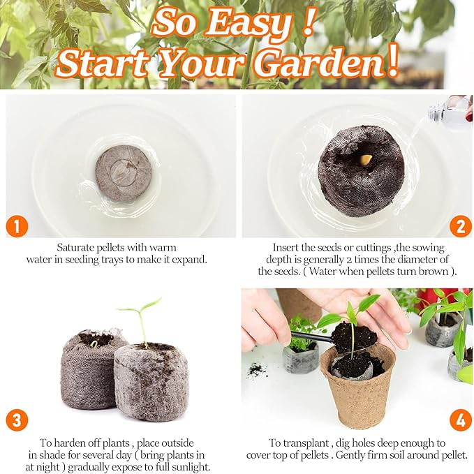 Legigo 50 Pcs 30mm Seed Starter Peat Pellets Pods for Seedlings- Compressed Seed Starting Pellets Seed Starter Pods Plugs Soil Peat Pods for Starting Seeds, Garden Planting Herb Flower Vegetables