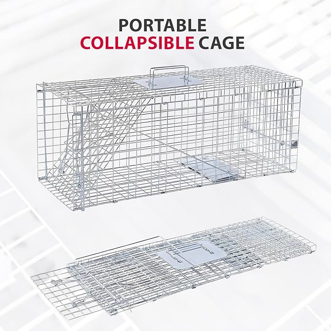 Heavy Duty Catch Release Large Live Humane Animal Cage Trap for Opposums Beavers Groundhogs Gophers and Other Similar Sized Animals 32x10x12