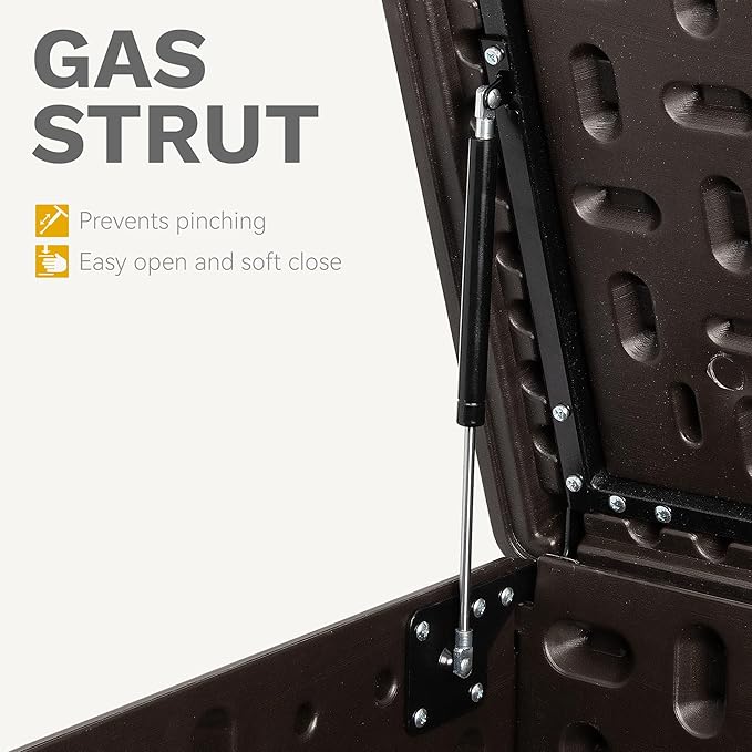 DWVO 150 Gallon Resin Outdoor Storage Box, XXL Double-Wall Waterproof Deck Box, Doubles as Table or Seating with 1000 lbs Capacity, Lockable (Brown)