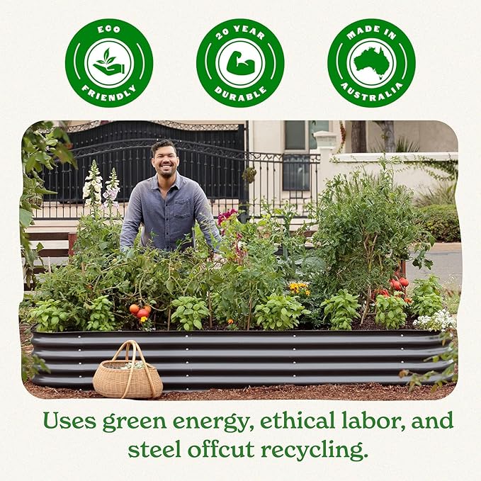 Epic Gardening 5-in-1 Modular Galvanized Raised Garden Bed Kit, 15" Tall Metal Planter Box, Durable Aluzinc Steel Raised Garden Bed Outdoor for Vegetables, Herbs, Flowers & Fruits - Round - Mist Green