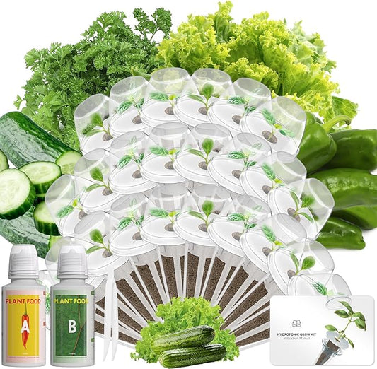 LYKOCLEAN Vegetable & Salad Green Seed Pod Kit for Aerogarden, Ahopegarden, iDOO (24 Pods) – Non-GMO American Fast Lettuce, Green Pepper, Cucumber, Parsley Seeds, Compatible with All Hydroponic System