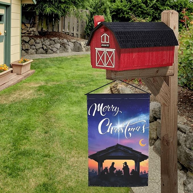 Christmas Nativity Scene Characters Black Silhouette Desert Night Comet Star Garden Flag Welcome Party Outdoor Outside Decorations Picks Home House Garden Yard Decor 12x18 Inch