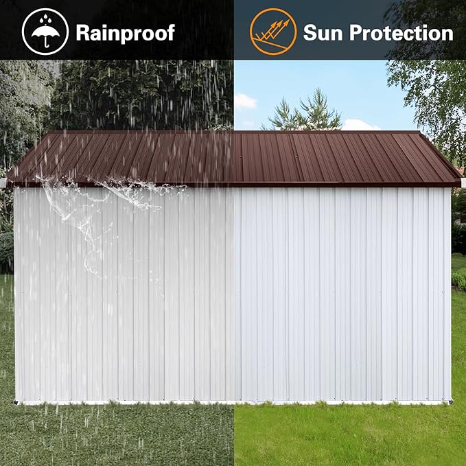 12x10FT Heavy-Duty Metal Storage Shed, Extra-Large Outdoor Shed with Apex Roof, Steel Vents & Hinged Door, Includes Free Padlock for Secure Tool & Equipment Storage (Easy Assembly)