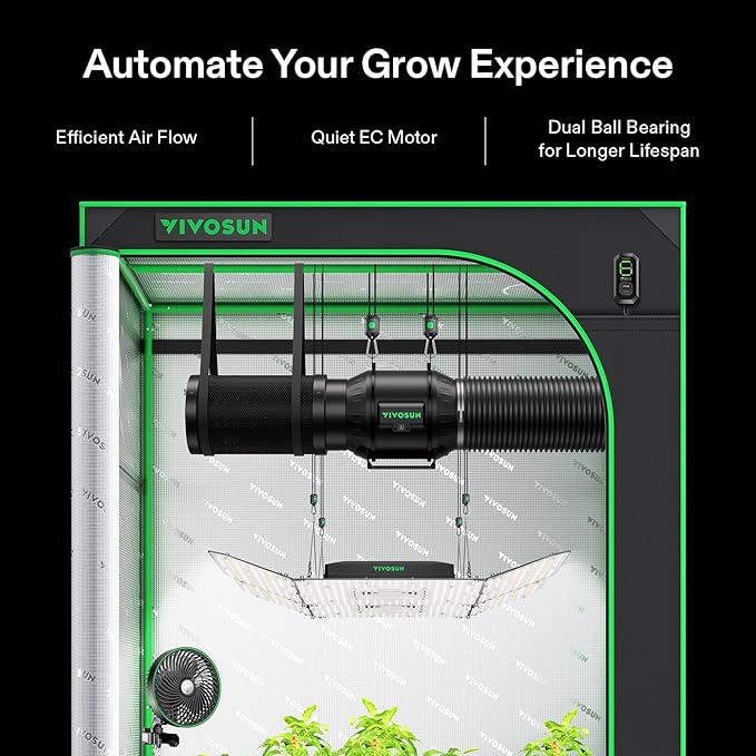VIVOSUN Smart Air Filtration T6 Kit 6", AeroZesh T6 Inline Duct Fan with E12 Speed Controller, Carbon Filter & 8' Ducting, Cooling & Ventilation System for Grow Tents, Indoor Gardening, Hydroponics