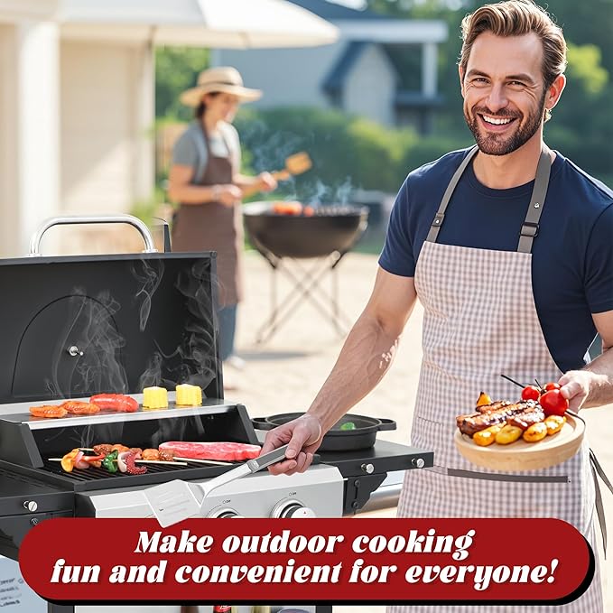 3-Burner Propane Gas Grill with 2 Foldable Side Tables, 25,650 BTU Outdoor BBQ Grill with Porcelain-Enameled Flame Tamers, Built-in Thermometer, Easy Assembly for Patio, Backyard BBQ