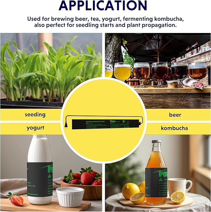 iPower Durable Seedling Heat Mat Warm 3" x 20" - 2 Pack with Temperature Adjustable Knob Hydroponic Heating Pad Waterproof for Seed Starting Greenhouse and Germination