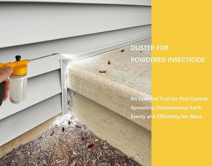 150ml Multi-Purpose Powder Duster Diatomaceous Earth Duster Powder Sprayer Bulb Duster with Length Adjustable from 11" to 23"