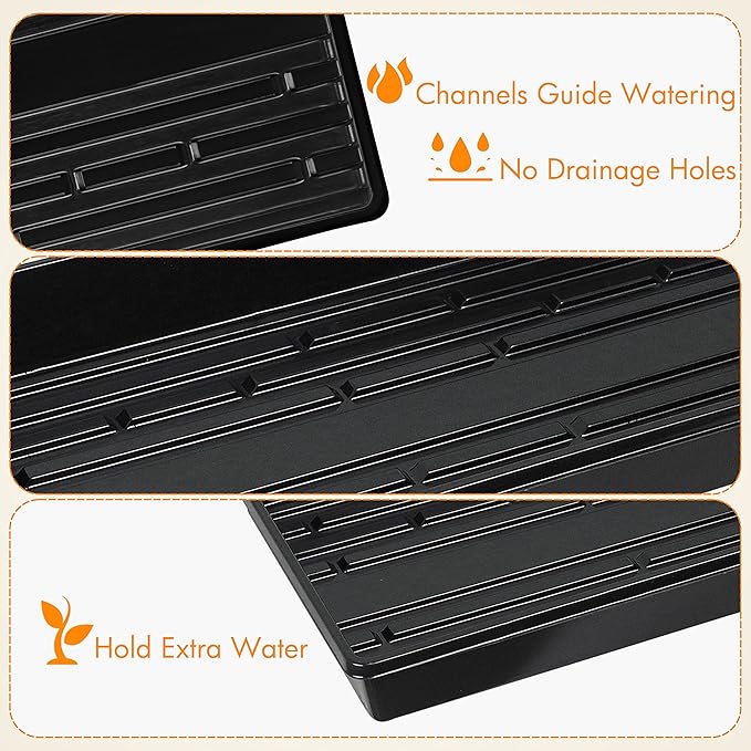 Gardzen 10 Pack Seed Trays, Reusable Plant Grow Trays, Ideal for Seed Starting, Microgreens, Indoor Gardening, and Greenhouse Plant Nurseries - No Drain Holes, 20"x10"