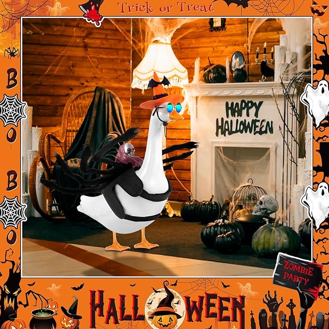 Goose Outfits Halloween Costume for Cement Plastic Duck,Porch Goose Clothes,Halloween Party Decorations Indoor Outdoor Home Yard Door Décor