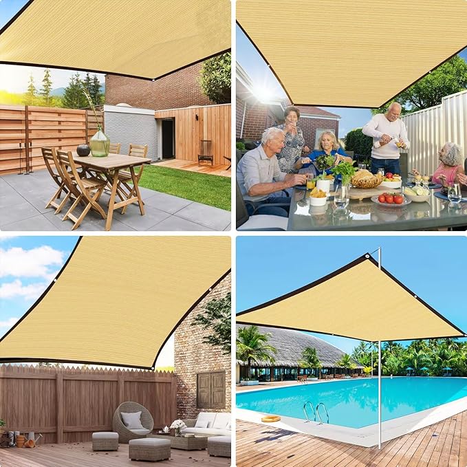 QNLONG Shade Cloth for Garden， 90% Beige Shade Net Mesh Tarp with Grommets Sun Shade Cover Tear Resistance for Plants Greenhouse Chicken Coop Vegetables Pergola 3x6FT