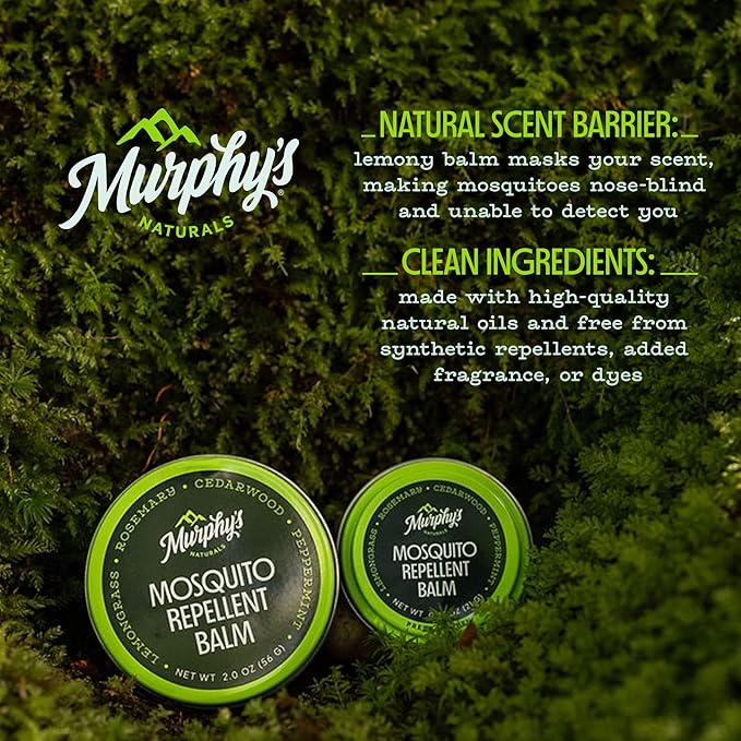 Murphy's Naturals Mosquito Repellent Balm for Outdoor Patio, Hiking, Camping, Plant-Based with Cedarwood, Lemongrass & Rosemary, DEET-Free, 0.75 oz