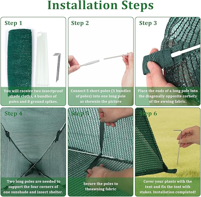 2Pack Plant Shade Tent, 23.6"x23.6"x23.6" Garden Mesh Plant Cover for Sun and Insect Control, UV Resisitant Plant Shade Tent for Outdoor, Protection Guard for Plant with Stakes