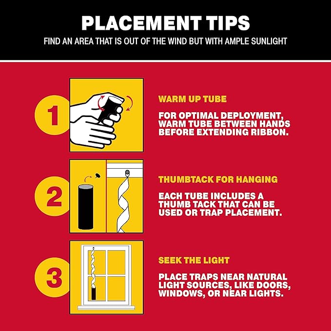Catchmaster Fly Ribbon 20-Pack, Bug & Fruit Fly Traps Outdoor and Indoor, Premium Adhesive Sticky Strips & Gnat Hanging Strips, Bulk Scented Flying Insect Paper Rolls, Non Toxic Home Pest Control