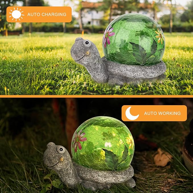 Bshine Turtle Solar Light Outdoor Garden Decor, Lawn Decor Turtle Statue for Patio, Balcony, Path and Yard Decoration,Gift for Mom and Housewarming Gift Outdoor Figurine