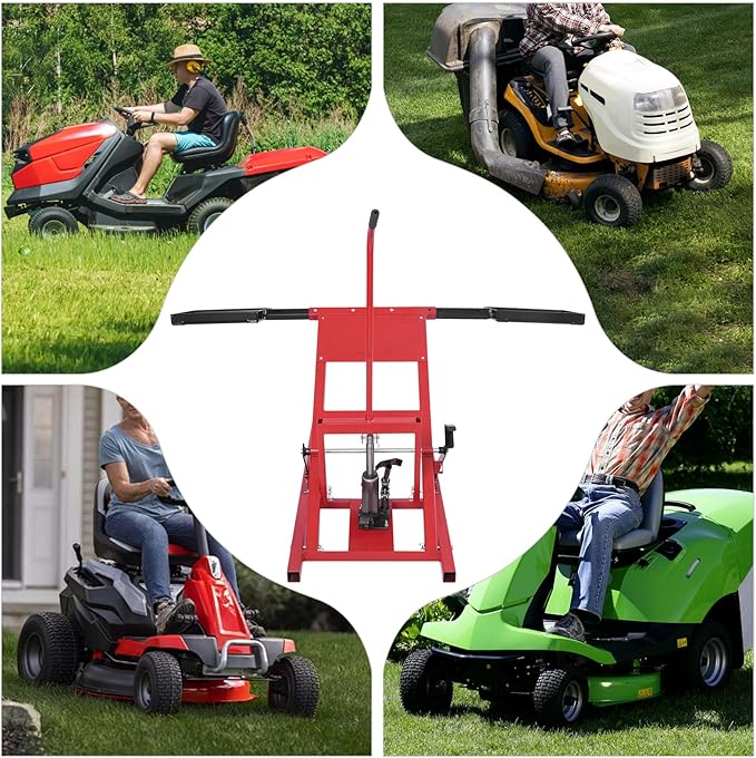 Lawn Mower Lift, 500Lbs Lawn Mower Lift Carbon Steel Hydraulic Lift Jack Lawnmower Lift Tool Adjustable Lawnmower Lifts w/Hydraulic Foot Pedal for Garden Tractors All-Terrain Maintenance and Repair