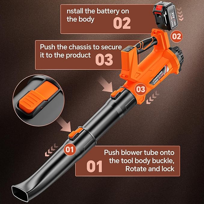 ELRINA Leaf Blower Cordless with 2 x 3.0Ah Batteries and Charger, 6-Speed Mode Lightweight Electric Blowers for Lawn Care, Yard Cleaning, Blowing Leaves, Dust, Snow Green, with Shoulder Straps