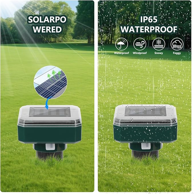 8 Pack Mole Repellent Solar Powered, Upgrade 2025 Waterproof Ultrasonic Gopher Vole Repellent Outdoor, Rat, Squirrel, Skunk, Repellent for Lawn Garden & Yard