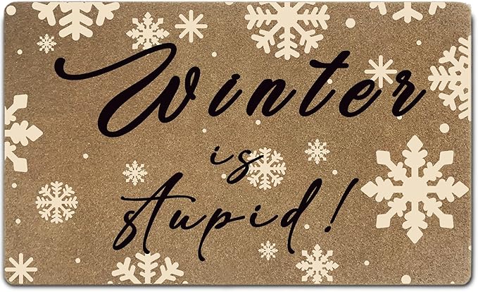 Funny Winter Faux Coir Door Mats Outdoor, Holiday Winter Christmas Door Mat for Home Outside Entryway, Christmas Snowflake Welcome Doormat for Indoor Outdoor Porch Entrance, 17x30 Inch
