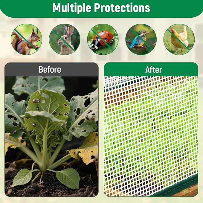 Raised Garden Bed Cover - Large Raised Bed Greenhouse Covers Freeze Protection & Sunblock, Seedlings Plants Growth Cover Against Pests & Animals, Row Covers for Garden in Winter Spring-45"x22"x16"